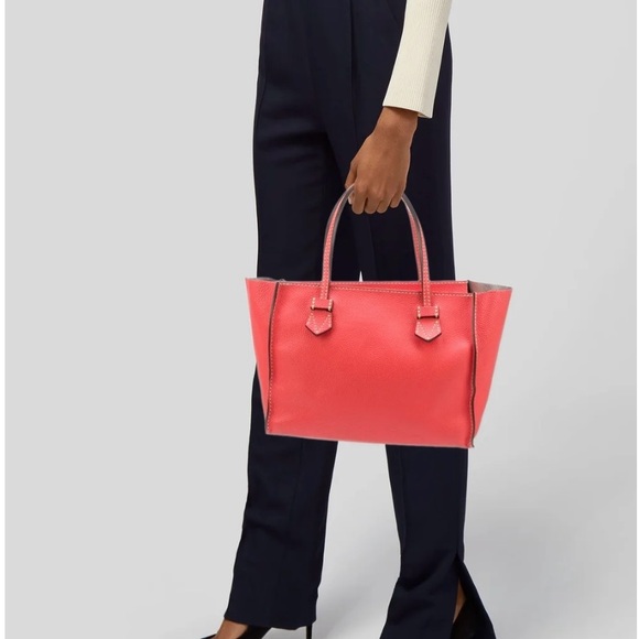 Moreau Authentic Red Structured Tote Bag with Double Handles - Picture 2 of 5